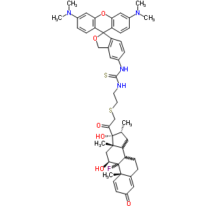 99143-17-6  1-[3',6'-bis(dimethylamino)-3H-spiro[2-benzofuran-1,9'-xanthen]-5-yl]-3-(2-{[(8xi,9xi,11beta,14xi,16alpha)-9-fluoro-11,17-dihydroxy-16-methyl-3,20-dioxopregna-1,4-dien-21-yl]sulfanyl}ethyl)thiourea