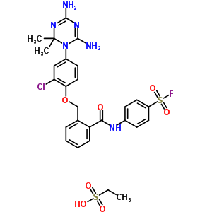 30885-71-3  ethanesulfonic acid - 4-[(2-{[2-chloro-4-(4,6-diamino-2,2-dimethyl-1,3,5-triazin-1(2H)-yl)phenoxy]methyl}benzoyl)amino]benzenesulfonyl fluoride (1:1)