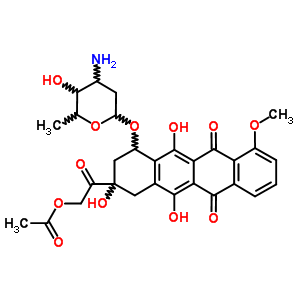 41962-27-0  2-{4-[(3-amino-2,3,6-trideoxyhexopyranosyl)oxy]-2,5,12-trihydroxy-7-methoxy-6,11-dioxo-1,2,3,4,6,11-hexahydrotetracen-2-yl}-2-oxoethyl acetate