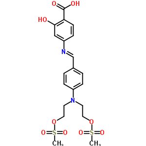 56967-04-5  4-({(E)-[4-(bis{2-[(methylsulfonyl)oxy]ethyl}amino)phenyl]methylidene}amino)-2-hydroxybenzoic acid