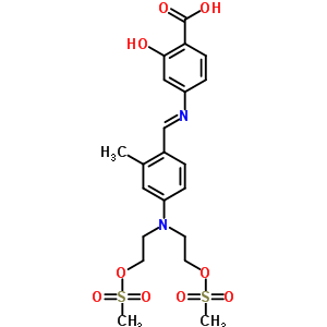 56967-05-6  4-({(E)-[4-(bis{2-[(methylsulfonyl)oxy]ethyl}amino)-2-methylphenyl]methylidene}amino)-2-hydroxybenzoic acid