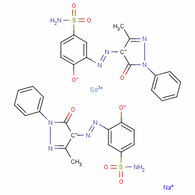 34664-47-6  sodium bis[3-[(4,5-dihydro-3-methyl-5-oxo-1-phenyl-1H-pyrazol-4-yl)azo]-4-hydroxybenzenesulphonamidato(2-)]cobaltate(1-)