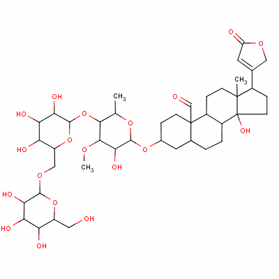 37933-66-7  (3β,5β)-3-[(O-β-D-glucopyranosyl-(1→6)-O-D-glucopyranosyl-(1→4)-6-deoxy-3-O-methyl-α-L-glucopyranosyl)oxy]-14-hydroxy-19-oxocard-20(22)-enolide