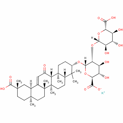 alpha-d-Glucopyranosiduronic acid, (3beta,20beta)-20-carboxy-11-oxo-30-norolean-12-en-3-yl 2-O-beta-d-glucopyranuronosyl-, monopotassium salt