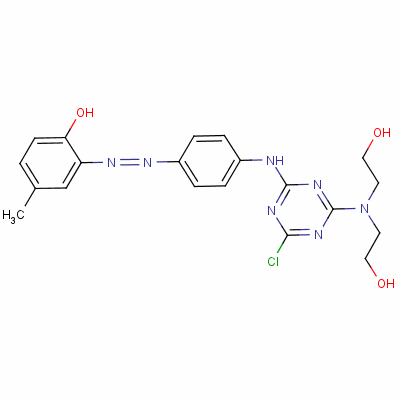 56275-25-3  2-[[4-[[4-[bis(2-hydroxyethyl)amino]-6-chloro-1,3,5-triazin-2-yl]amino]phenyl]azo]-p-cresol