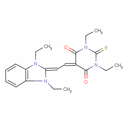57071-02-0  5-[(1,3-diethyl-1,3-dihydro-2H-benzimidazol-2-ylidene)ethylidene]-1,3-diethyldihydro-2-thioxo-1H,5H-pyrimidine-4,6-dione