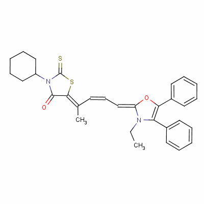 58090-15-6  3-cyclohexyl-5-[4-(3-ethyl-4,5-diphenyloxazol-2(3H)-ylidene)-1-methylbut-2-enylidene]-2-thioxothiazolidin-4-one