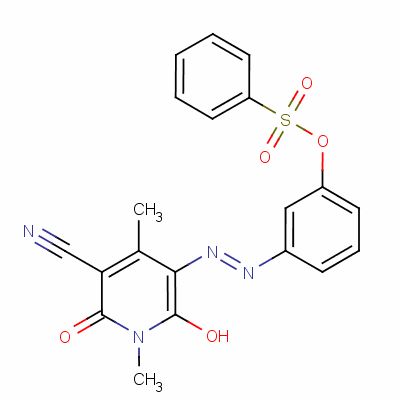 59312-61-7  1,2-dihydro-6-hydroxy-1,4-dimethyl-2-oxo-5-[[3-[(phenylsulphonyl)oxy]phenyl]azo]nicotinonitrile