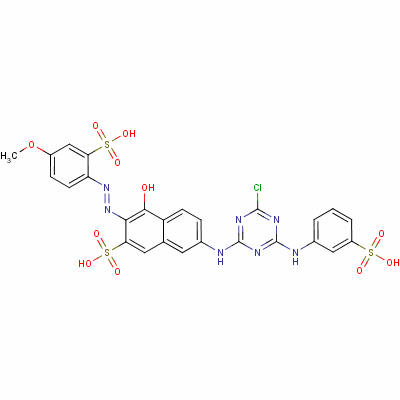 59641-46-2  7-[[4-chloro-6-[(3-sulphophenyl)amino]-1,3,5-triazin-2-yl]amino]-4-hydroxy-3-[(4-methoxy-2-sulphophenyl)azo]naphthalene-2-sulphonic acid