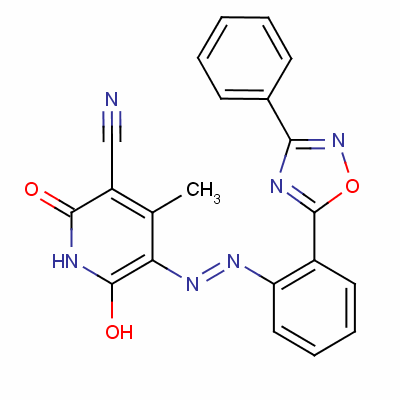 60024-34-2  1,2-dihydro-6-hydroxy-4-methyl-2-oxo-5-[[2-(3-phenyl-1,2,4-oxadiazol-5-yl)phenyl]azo]nicotinonitrile