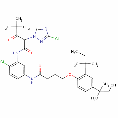 60233-31-0  N-[5-[[4-[2,4-bis(tert-pentyl)phenoxy]-1-oxobutyl]amino]-2-chlorophenyl]-3-chloro-α-(2,2-dimethylpropionyl)-1H-1,2,4-triazol-1-acetamide