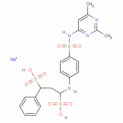 60662-80-8  disodium 1-[[4-[[(2,6-dimethyl-4-pyrimidinyl)amino]sulphonyl]phenyl]amino]-3-phenylpropane-1,3-disulphonate