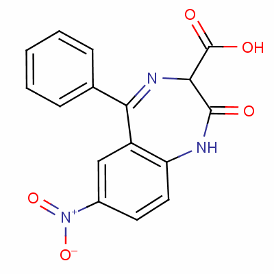 60676-80-4  2,3-dihydro-7-nitro-2-oxo-5-phenyl-1H-1,4-benzodiazepine-3-carboxylic acid