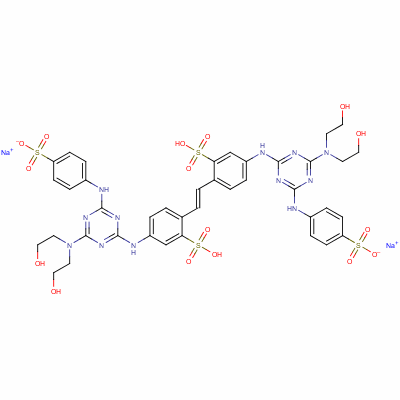 61417-71-8  disodium hydrogen -4,4'-bis[4-[bis(2-hydroxyethyl)amino]-6-[(4-sulphonatophenyl)amino]-1,3,5-triazin-2-yl]amino]stilbene-2,2'-disulphonate