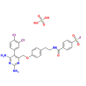 25349-35-3  4-{[2-(4-{[2,6-diamino-5-(3,4-diklorofenil)pirimidin-4-il]metoksi}fenil)etil]karbamoil}benzensülfonil florür sülfat (1:1)