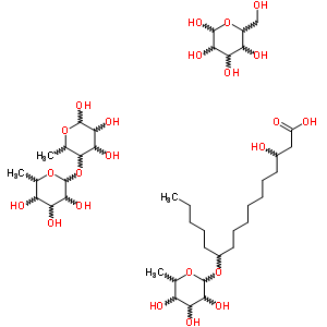 50867-38-4  6-(hydroxymethyl)tetrahydropyran-2,3,4,5-tetrol; 3-hydroxy-11-(3,4,5-trihydroxy-6-methyl-tetrahydropyran-2-yl)oxy-hexadecanoic acid; 2-methyl-6-(4,5,6-trihydroxy-2-methyl-tetrahydropyran-3-yl)oxy-tetrahydropyran-3,4,5-triol