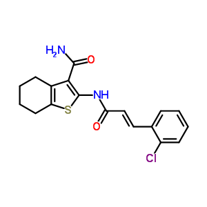 5852-28-8  2-{[(2E)-3-(2-chlorophenyl)prop-2-enoyl]amino}-4,5,6,7-tetrahydro-1-benzothiophene-3-carboxamide