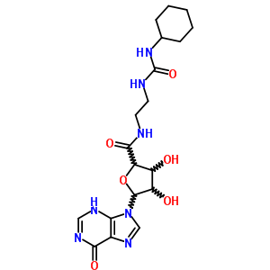 75930-32-4  N-{2-[(cyclohexylcarbamoyl)amino]ethyl}-3,4-dihydroxy-5-(6-oxo-3,6-dihydro-9H-purin-9-yl)tetrahydrofuran-2-carboxamide (non-preferred name)