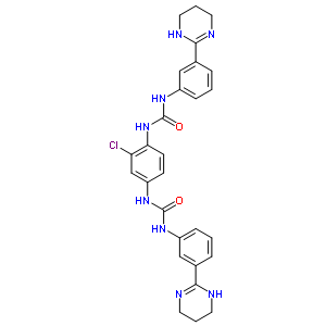 25787-14-8  1,1'-(2-chlorobenzene-1,4-diyl)bis{3-[3-(1,4,5,6-tetrahydropyrimidin-2-yl)phenyl]urea}
