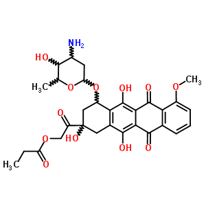 41962-29-2  2-{4-[(3-amino-2,3,6-trideoxyhexopyranosyl)oxy]-2,5,12-trihydroxy-7-methoxy-6,11-dioxo-1,2,3,4,6,11-hexahydrotetracen-2-yl}-2-oxoethyl propanoate