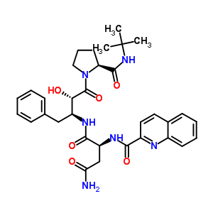 144830-08-0  N~1~-{(2S,3S)-4-[(2S)-2-(tert-butylcarbamoyl)pyrrolidin-1-yl]-3-hydroxy-4-oxo-1-phenylbutan-2-yl}-N~2~-(quinolin-2-ylcarbonyl)-L-aspartamide