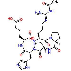 289665-92-5  4-[(3S,5R,7S,10S,13S,18aR)-13-(3-{[(E)-(acetylamino)(amino)methylidene]amino}propyl)-5-hydroxy-7-(1H-imidazol-5-ylmethyl)-1,8,11,14,19-pentaoxohexadecahydro-1H-3,6-methanopyrrolo[2,1-c][1,4,7,10,13]pentaazacyclohexadecin-10-yl]butanoic acid