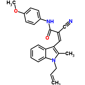 5910-61-2  (2Z)-2-cyano-N-(4-methoxyphenyl)-3-[2-methyl-1-(prop-2-en-1-yl)-1H-indol-3-yl]prop-2-enamide