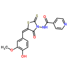 72732-39-9  N-[(5E)-5-(4-hidroxi-3-metoxibenzilideno)-4-oxo-2-tioxo-1,3-tiazolidin-3-il]piridina-4-carboxamida