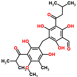 78411-76-4  3-[2,6-dihydroxy-4-methoxy-3-methyl-5-(2-methylpropanoyl)benzyl]-2,4,6-trihydroxy-5-(3-methylbutanoyl)benzaldehyde