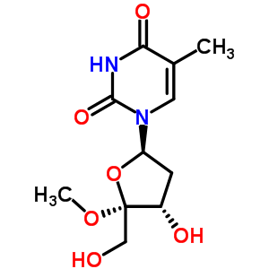 140360-37-8  1-[(2R,4S,5R)-4-hydroxy-5-(hydroxymethyl)-5-methoxytetrahydrofuran-2-yl]-5-methylpyrimidine-2,4(1H,3H)-dione (non-preferred name)