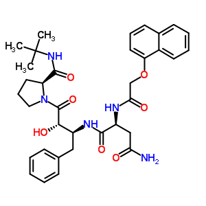 141171-77-9  N~1~-{(2S,3S)-4-[(2S)-2-(tert-butylcarbamoyl)pyrrolidin-1-yl]-3-hydroxy-4-oxo-1-phenylbutan-2-yl}-N~2~-[(naphthalen-1-yloxy)acetyl]-L-aspartamide
