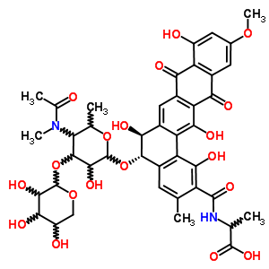 145240-35-3  2-({[(5S,6S)-5-({5-[acetyl(methyl)amino]-3-hydroxy-6-methyl-4-[(3,4,5-trihydroxytetrahydro-2H-pyran-2-yl)oxy]tetrahydro-2H-pyran-2-yl}oxy)-1,6,9,14-tetrahydroxy-11-methoxy-3-methyl-8,13-dioxo-5,6,8,13-tetrahydrobenzo[a]tetracen-2-yl]carbonyl}amino)propano