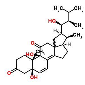 209673-37-0  (5bêta,9bêta,13xi,22R,23S)-5,9,23-trihydroxy-18,22-cycloergosta-6,8(14)-diène-3,11-dione 