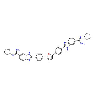 216503-06-9  2,2'-(furan-2,5-diyldibenzene-4,1-diyl)bis(N'-cyclopentyl-1H-benzimidazole-6-carboximidamide) 216503-06-9  2,2'-(furan-2,5-diyldibenzene-4,1-diyl)bis(N'-cyclopentyl-1H-benzimidazole-6-carboximidamide)