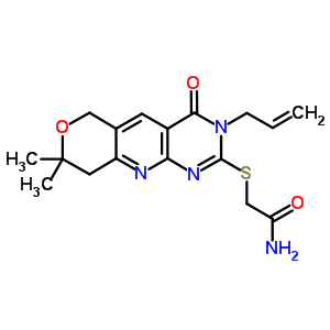 4619-77-6  2-{[8,8-dimethyl-4-oxo-3-(prop-2-en-1-yl)-3,6,8,9-tetrahydro-4H-pyrano[3',4':5,6]pyrido[2,3-d]pyrimidin-2-yl]sulfanyl}acetamide