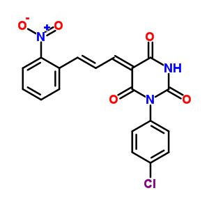 5810-06-0  (5Z)-1-(4-chlorophenyl)-5-[(2E)-3-(2-nitrophenyl)prop-2-en-1-ylidene]pyrimidine-2,4,6(1H,3H,5H)-trione