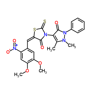 5842-29-5  (5E)-5-(4,5-dimethoxy-2-nitrobenzylidene)-3-(1,5-dimethyl-3-oxo-2-phenyl-2,3-dihydro-1H-pyrazol-4-yl)-2-thioxo-1,3-thiazolidin-4-one