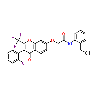 6869-35-8  2-{[3-(2-chlorophenyl)-4-oxo-2-(trifluoromethyl)-4H-chromen-7-yl]oxy}-N-(2-ethylphenyl)acetamide
