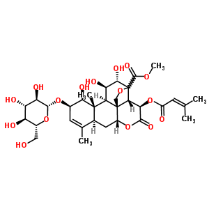 95258-20-1  methyl (1beta,2beta,11beta,12alpha,13xi,15beta)-2-(beta-D-glucopyranosyloxy)-1,11,12-trihydroxy-15-[(3-methylbut-2-enoyl)oxy]-16-oxo-13,20-epoxypicras-3-en-21-oate