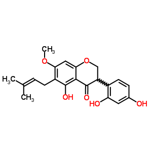142488-54-8  3-(2,4-dihydroxyphenyl)-5-hydroxy-7-methoxy-6-(3-methylbut-2-en-1-yl)-2,3-dihydro-4H-chromen-4-one