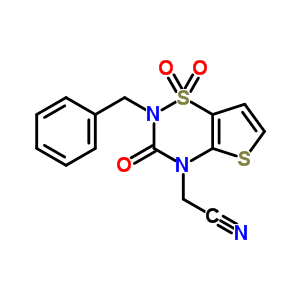 214916-50-4  (2-benzyl-1,1-dioxido-3-oxo-2,3-dihydro-4H-thieno[2,3-e][1,2,4]thiadiazin-4-yl)acetonitrile