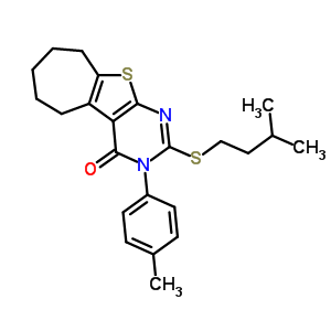 4604-71-1  2-[(3-methylbutyl)sulfanyl]-3-(4-methylphenyl)-3,5,6,7,8,9-hexahydro-4H-cyclohepta[4,5]thieno[2,3-d]pyrimidin-4-one