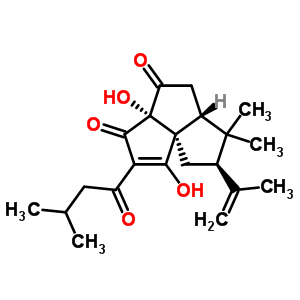 56143-68-1  (3aS,5aR,7R,8aS)-1,3a-dihydroxy-6,6-dimethyl-2-(3-methylbutanoyl)-7-(prop-1-en-2-yl)-5a,6,7,8-tetrahydrocyclopenta[c]pentalene-3,4(3aH,5H)-dione