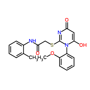 5674-36-2  2-{[6-hydroxy-1-(2-methoxyphenyl)-4-oxo-1,4-dihydropyrimidin-2-yl]sulfanyl}-N-(2-methylphenyl)acetamide