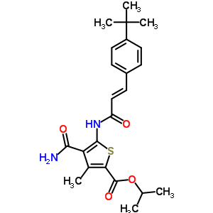 5704-62-1  propan-2-yl 5-{[(2E)-3-(4-tert-butylphenyl)prop-2-enoyl]amino}-4-carbamoyl-3-methylthiophene-2-carboxylate