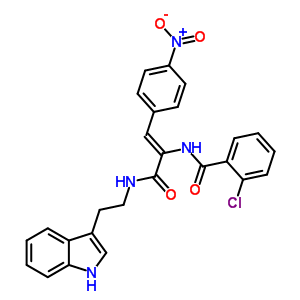 5905-83-9  2-chloro-N-[(1Z)-3-{[2-(1H-indol-3-yl)ethyl]amino}-1-(4-nitrophenyl)-3-oxoprop-1-en-2-yl]benzamide