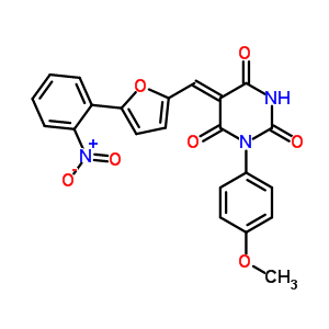 5967-08-8  (5Z)-1-(4-methoxyphenyl)-5-{[5-(2-nitrophenyl)furan-2-yl]methylidene}pyrimidine-2,4,6(1H,3H,5H)-trione