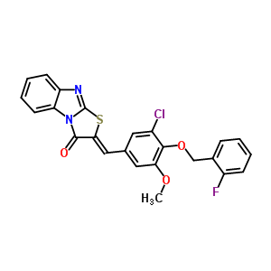 6211-01-4  (2Z)-2-{3-chloro-4-[(2-fluorobenzyl)oxy]-5-methoxybenzylidene}[1,3]thiazolo[3,2-a]benzimidazol-3(2H)-one