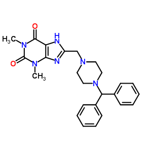 90773-95-8  8-{[4-(diphenylmethyl)piperazin-1-yl]methyl}-1,3-dimethyl-3,7-dihydro-1H-purine-2,6-dione