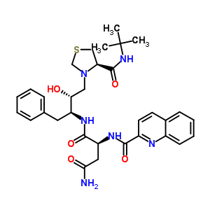 186181-50-0  N~1~-{(1S,2R)-1-benzyl-3-[(4R)-4-(tert-butylcarbamoyl)-1,3-thiazolidin-3-yl]-2-hydroxypropyl}-N~2~-(quinolin-2-ylcarbonyl)-L-aspartamide